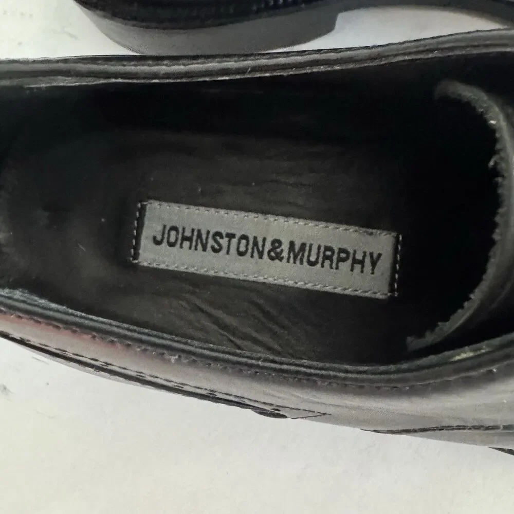 Johnston & Murphy Black Leather Cap‎ Toe Oxford Dress Shoes Men 8M Career Work